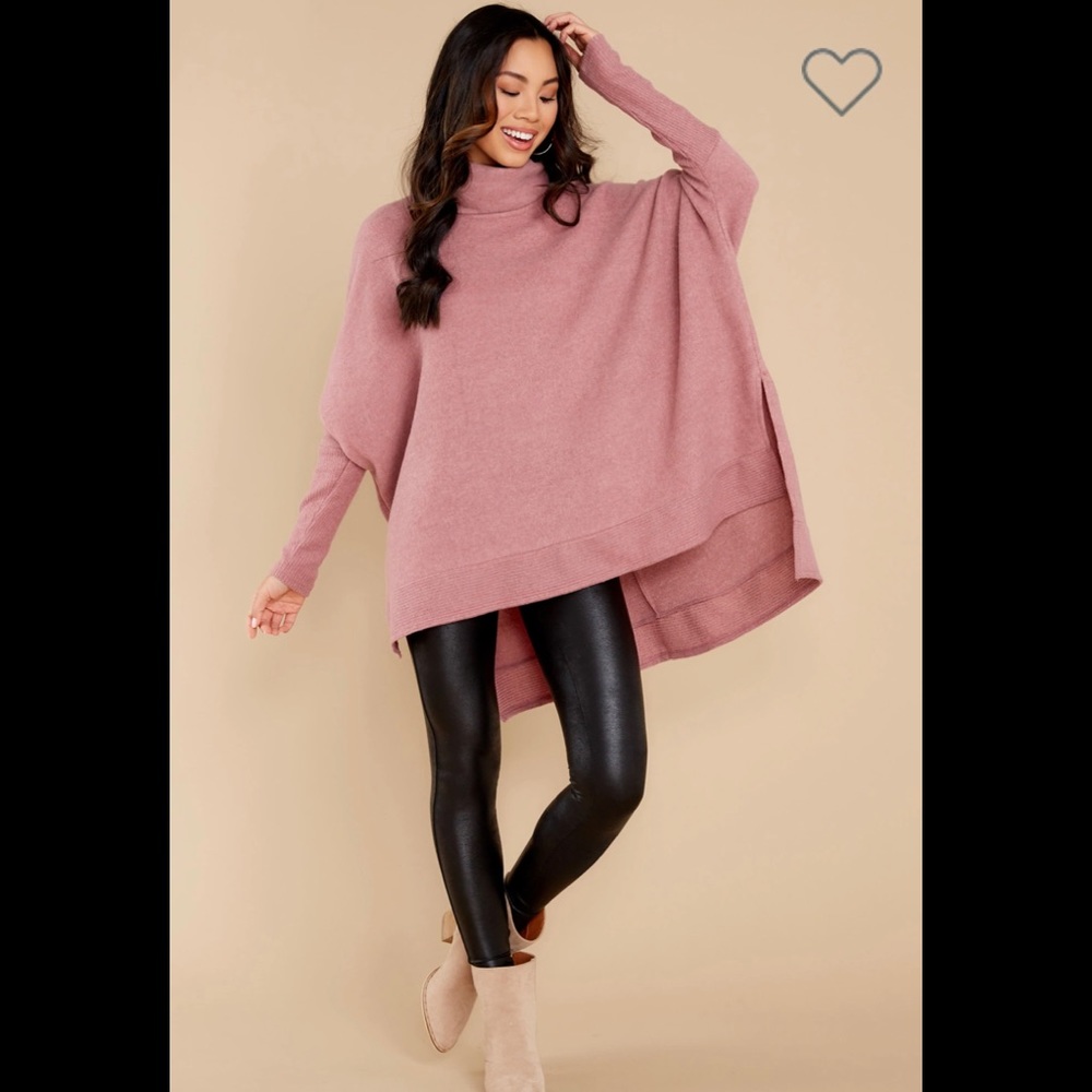 Last To Love Dusty Mauve Cowl Neck Sweater